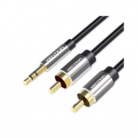 Audio Cable - Vention 3.5mm to 2RCA Male 2M Gold-Plated Black
