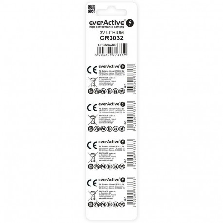 Battery - everActive CR3032 Lithium 580mAh 3V Blister 4 pcs.