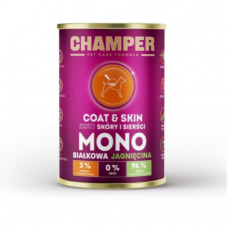 Dog Food - CHAMPER Coat & Skin Lamb Wet Food Grain-Free 400g