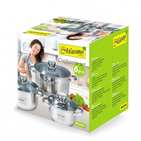 Cookware Set - Maestro MR-2220-6L Stainless Steel Saucepan Set 3 Pieces