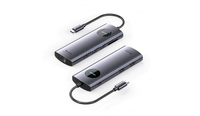 Docking Station - Vention 9-in-1 MST USB-C 4K 100W 5Gbps Gray
