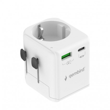 Adapter - Gembird TPA-EU1A1C20-01-W Universal Travel Power Adapter 20W White