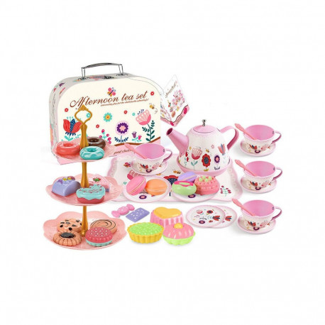 Zestaw Do Herbaty W Walizce Filiżanki Talerzyki Patera Pączki