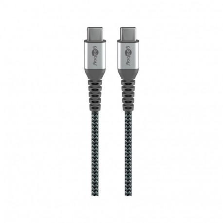 Goobay USB-C ™ USB-C ™ tekstiilkaabel metallist pistikutega (kosmosehall/hõbedane), 1 m