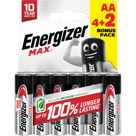 Energizer battery Max Alkaline AA/LR6 CHP6 4+2