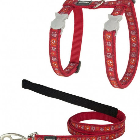 Cat Harness Red Dingo Style Red Strap Animal footprints