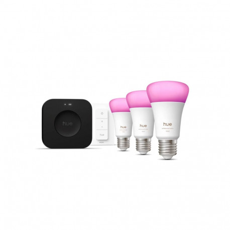 Philips Hue Starter set: 3 smart E27 bulbs, dimmer switch, Hue Bridge Pro | E27 | White and colored 