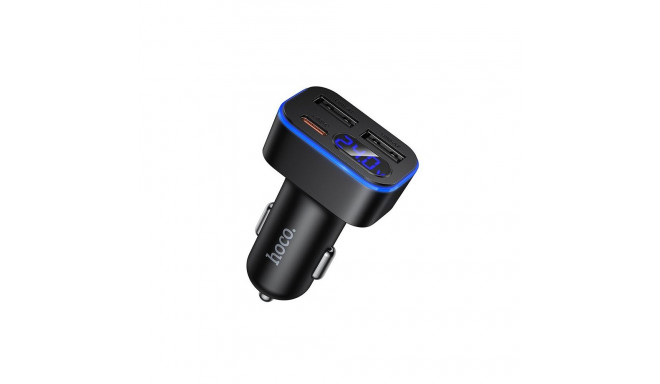 Car charger Hoco with LCD 2xUSB A + 1xUSB C PD QC3.0 42W Z63A black