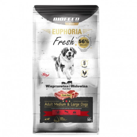Dog Food - EUPHORIA Fresh Adult Pork with Beef M/L 28% Protein