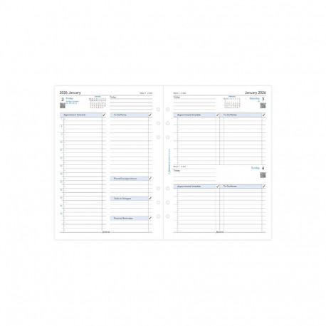 Kalendrisisu Filofax A5 päev 2-lehel, kohtumised, ingliskeelne 2026a.