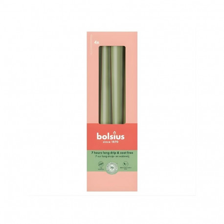 Bolsius Table Candles 4pcs 245/24mm Olive Green