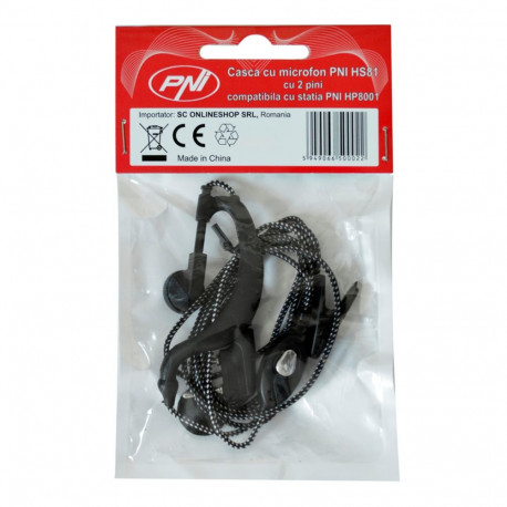 2-pin PNI HS81 2-pin microphone headset compatible with HP8001 PNI station and Kenwood and PNI radio