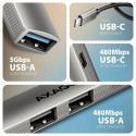 HUE-STC HUB 4-port 1x USB 5Gbps, 2xUSB2.0 + C