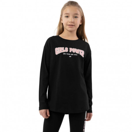 Koszulka dla dziewczynki 4F głęboka czerń HJZ22 JTSDL002 20S 128cm