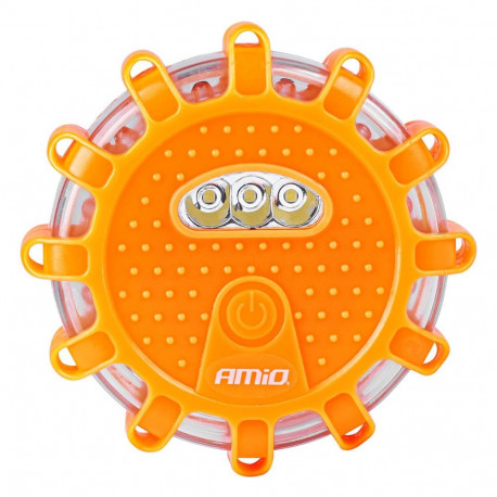 Amio-04673 akuga auto ohutuli taskulambi funktsiooniga LED 12SMD+3SMD 650mAh punane valgus