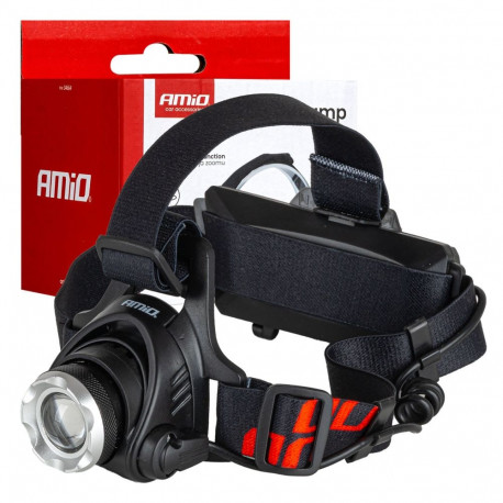 Latarka czołowa akumulatorowa t6 3600mah (batt) amio-04664