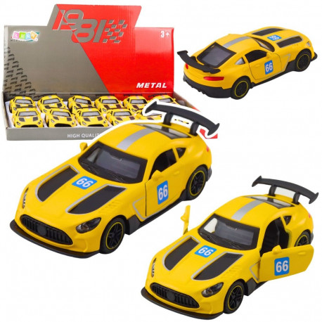 metallist võidusõiduauto avanevate ustega kollane 1:43