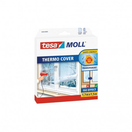 tesa MOLL Thermo Cover Fensterisolierfolie  1 7 m x 1 5 m durchsichtig  stoppt Kälte  spart Energie 