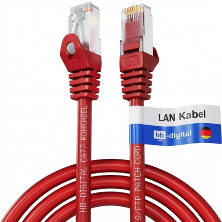 "LINDY Patchkabel Cat6A S/FTP LSZH Cat7 Rohkabel rot 2.00m"