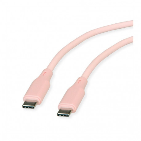 "ROLINE USB 2.0 Kabel, Typ C-C, ST/ST, Silikon, 60W, pink, 1 m"