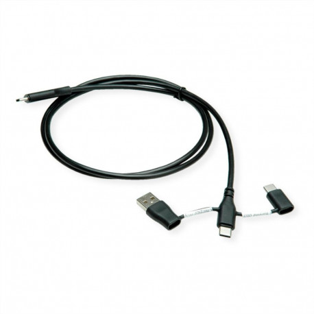 "ROLINE USB 2.0 Kabel Typ C ST/ST mit Datenblockier-Adaptern Typ A+C 1m"