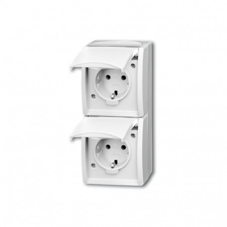 Busch Jaeger BJ 20-02EW-54 vertikaalne 2-osaline klapitava kaanega pistikupesa ocean IP44 alpivalge