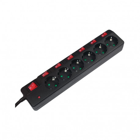 "Logilink Steckdosenleiste 6-fach, 1,5m mit 6 Schalter schwar"