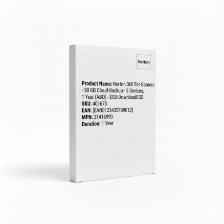 Norton viirusetõrje 360 For Gamers 50GB pilvevarundus 3 seadet 1 aasta, ESD
