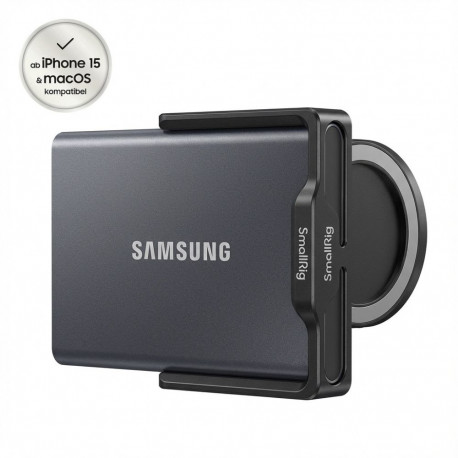 "Samsung Portable SSD T9 1 TB USB 3.2 Gen2x2 Typ-C schwarz inkl. SmallRig-Halterung MagSafe"