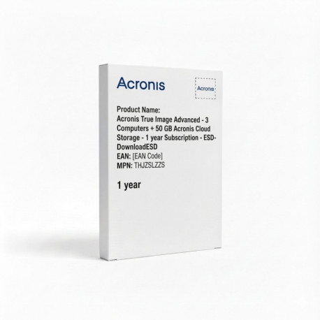 Acronis True Image Advanced 3 arvutile + 50GB Acronis Cloud Storage 1 aasta tellimus, ESD-allalaadim