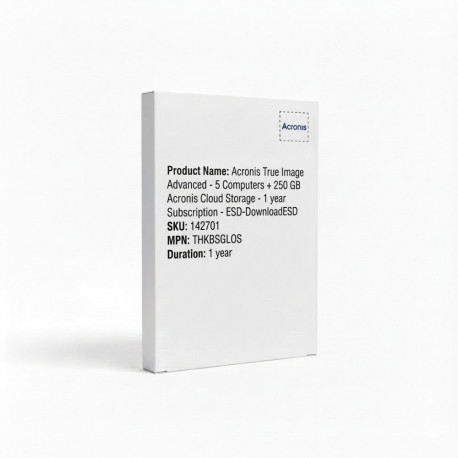 "Acronis True Image Advanced - 5 Computers + 250 GB Acronis Cloud Storage - 1 year Subscription - ES