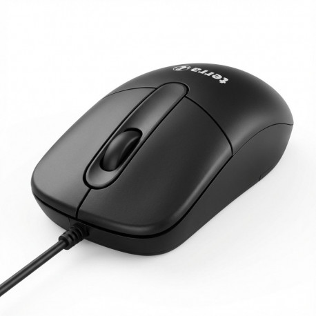 Wortmann TERRA Mouse 1500 must juhtmega USB hiir, 3 nupuga, sümmeetriline, 1,80 m