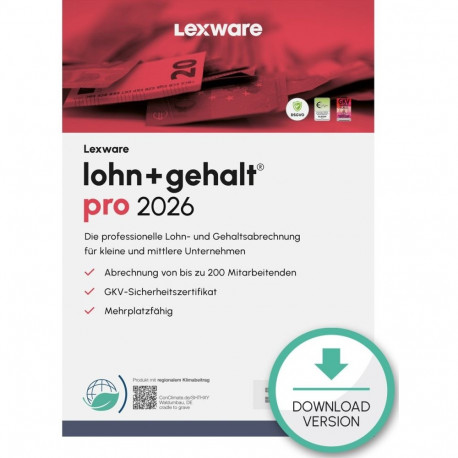 "Lexware Lohn+Gehalt Pro 2026 - 1 Device, ABO - ESD-DownloadESD"