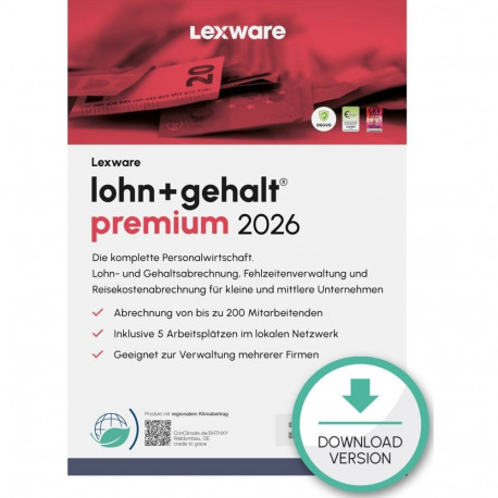 "Lexware Lohn+Gehalt Premium 2026 - 1 Device, ABO - ESD-DownloadESD"