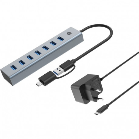 "CONCEPTRONIC 7-Port Hub USB-A3.0/-C Adap.->7xA3.0 m.Netz. gr"