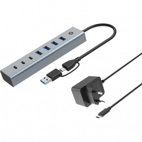 "CONCEPTRONIC 7-Port Hub USB-A3.0/-C Adap.->4xA3.0+m.Netz. gr"