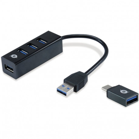 "CONCEPTRONIC 4-Port Hub USB-A3.0/-C Adap.->4xA3.0 o.Netz. sw"