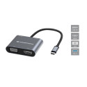 "CONCEPTRONIC 4-1 Dock USB-C->HDMI.USB3.0.VGA.100WPD 15cm gr"
