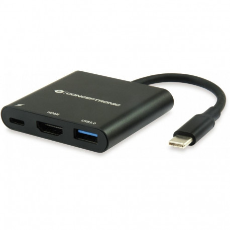 "CONCEPTRONIC 3-1 Dock USB-C->HDMI/USB-A/60WPD 15cm sw"