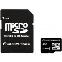 Silicon Power mälukaart microSDHC 4GB Class 6 + adapter