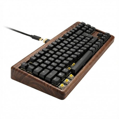"SKILLER SGK50 S3 Wood PBT(holz/schwarz, IT-Layout, Gateron G Pro 3.0 Yellow)"