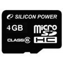 Silicon Power карта памяти SD micro 4ГБ SDHC Class 6 + адаптер