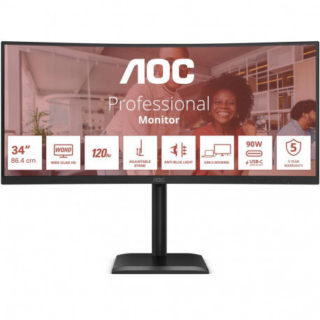 "AOC 86,0cm (34"") CU34E4CV 21:09 2xHDMI+DP+USB-C Curved blk"