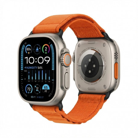 "Premium Plus Armband für Apple Watch, Orange/Schwarz, 44mm, 45mm, 42mm (Series 1/2/3), 49mm, 46mm, 