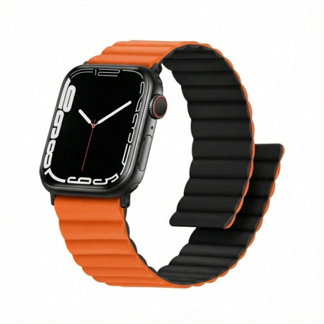 "Premium Plus Armband für Apple Watch, Orange/Schwarz, 40mm, 41mm, 38mm, 42mm (Series 10), GA-MAG-BN