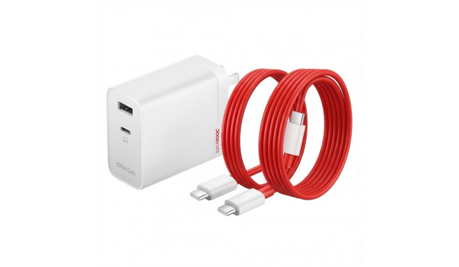 "OnePlus 120W Dual Ports SuperVooc Adapter + Cable (Type-C + Type-A) white"