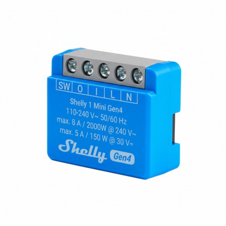 Shelly relee 1 Mini Gen4 2-ne pakk max 8A 1-kanaliga WLAN Matter Zigbee Bluetooth
