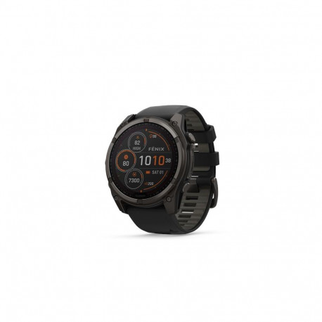 Garmin fēnix 8 Solar Sapphire käekell, 51 mm, Süsiniku hall DLC titaan koos musta/kruusakarva halli 