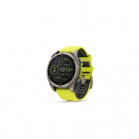 Garmin fēnix 8 Solar Sapphire watch, 47 mm, Titanium with silicone band in banana yellow / graphite
