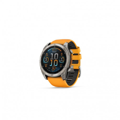 Garmin fēnix 8 AMOLED Sapphire watch, 51 mm, Titanium with Spark orange/graphite silicone band